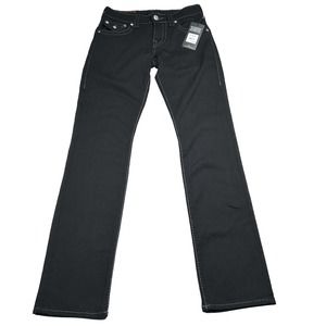 True Religion | Ricky Big T Relaxed Straight Flap Body Rinse Black NWT Size 27